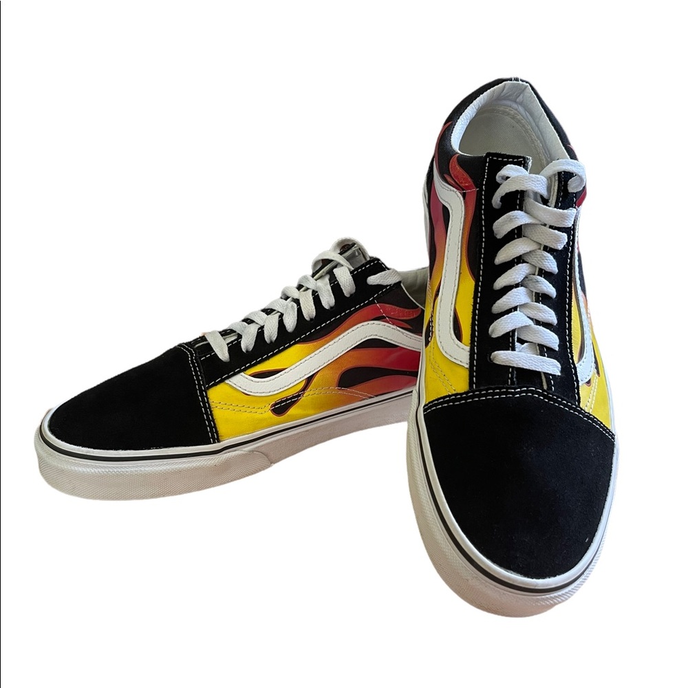 VANS Old Skool Flame Skate Shoes Mens Size 10.5 Black Suede Low Top